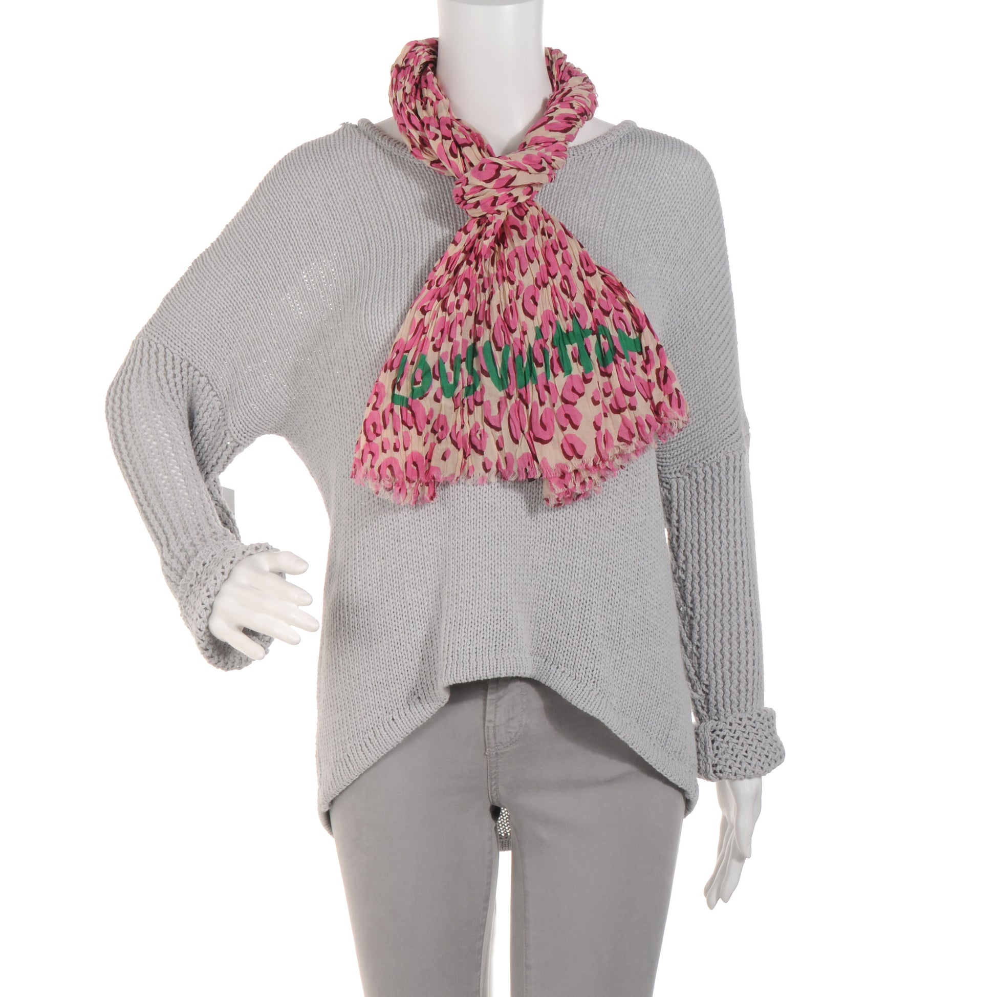 Louis Vuitton Cotton Leopard Scarf Blanc Corail 2 of 6