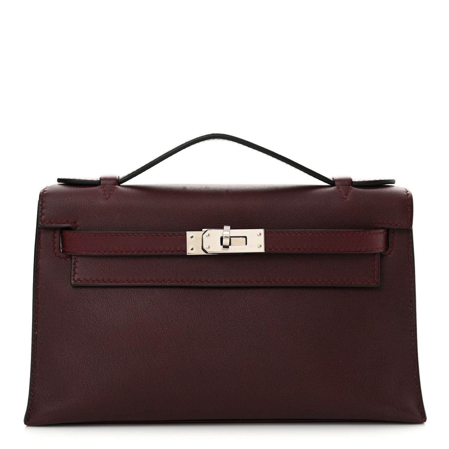 Hermes Evergrain Kelly Pochette Clutch Prune 1 of 9