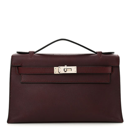 Hermes Evergrain Kelly Pochette Clutch Prune 1 of 9