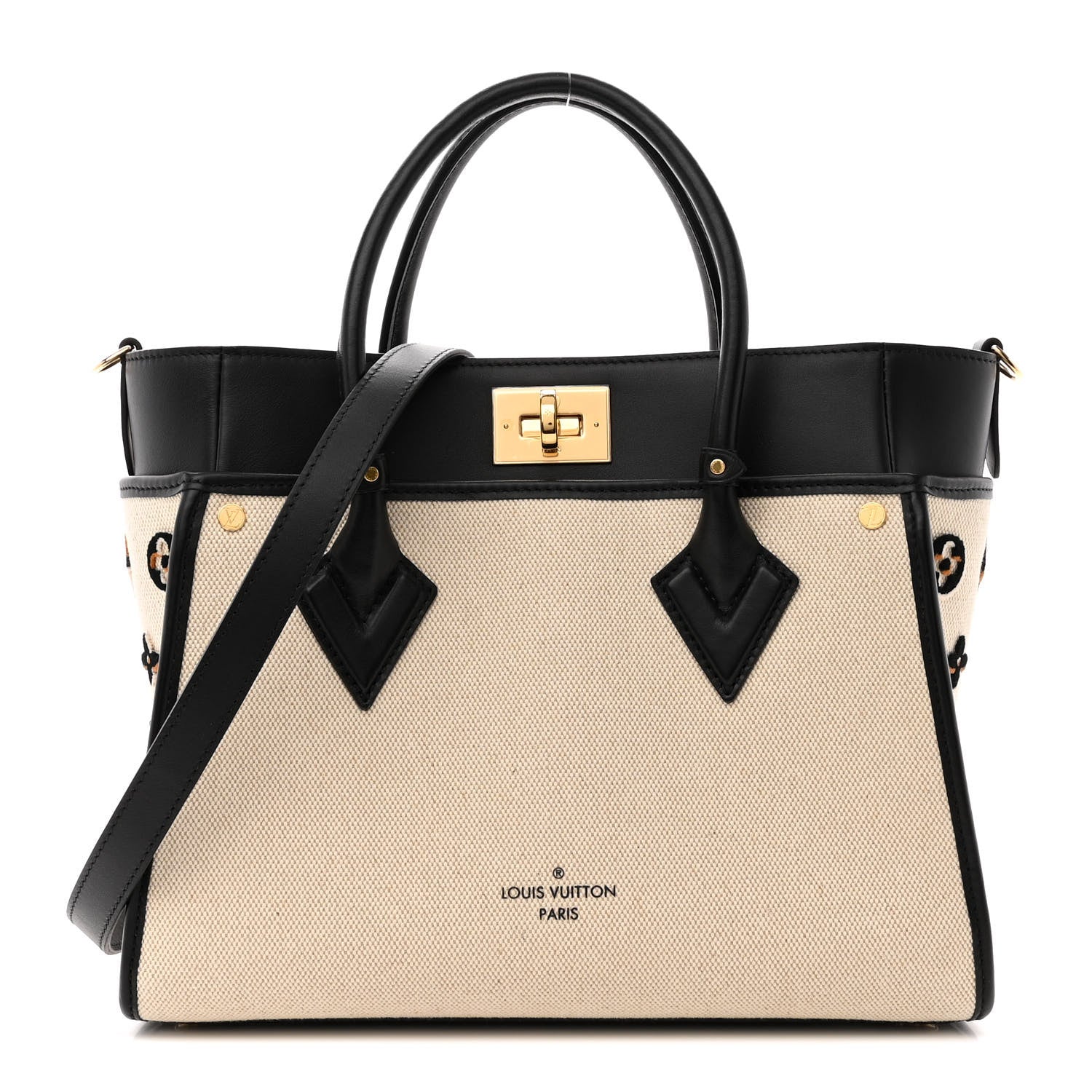 Louis Vuitton Canvas Calfskin Monogram On My Side MM Black 1 of 11