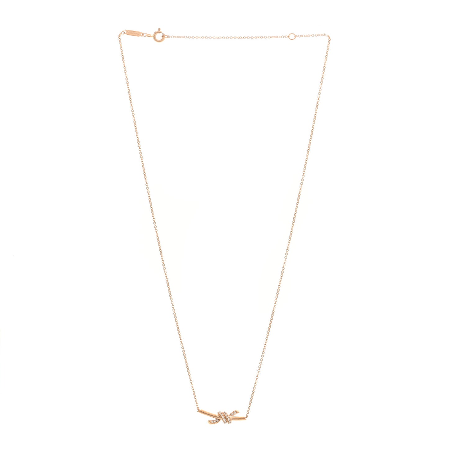 18K Rose Gold Diamond Small Knot Necklace