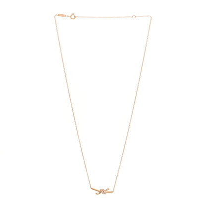 Tiffany 18K Rose Gold Diamond Small Knot Necklace 3 of 6
