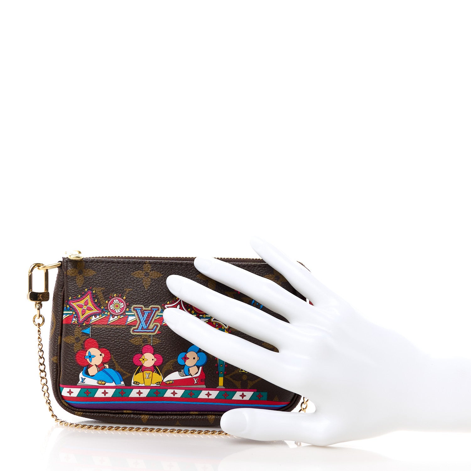 Louis Vuitton LOUIS VUITTON Monogram 2020 Christmas Animation Bumper Cars Mini Pochette Accessories Coquelicot 2 of 10