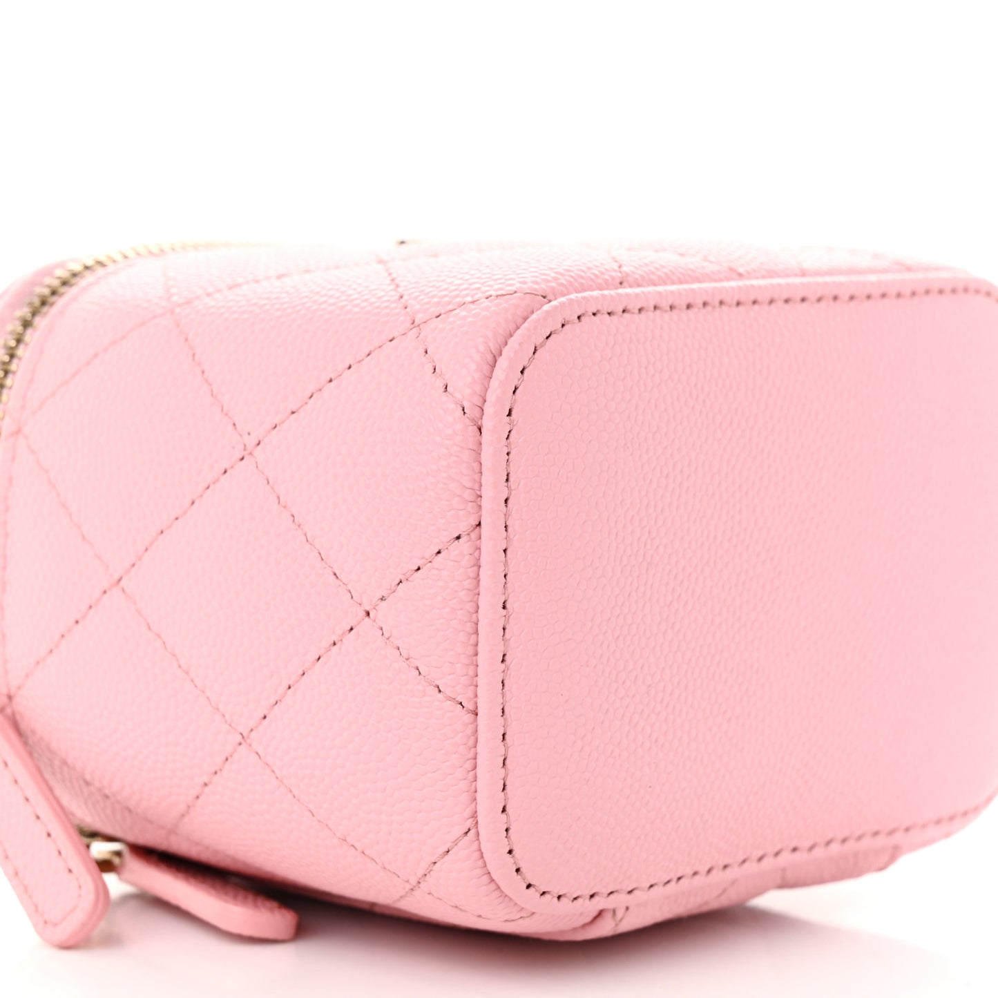 Caviar Quilted Mini Vanity Case With Chain Pink