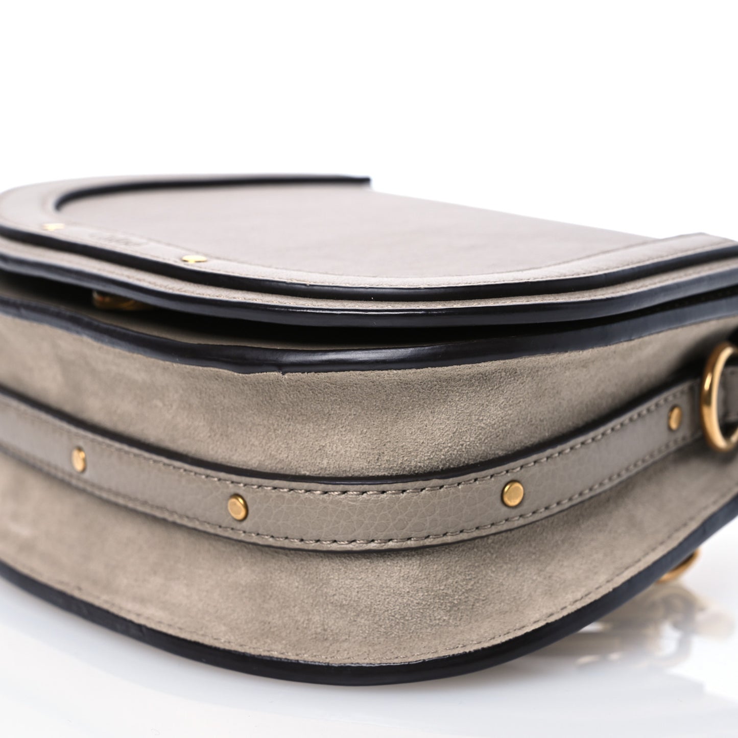 Calfskin Suede Small Nile Bracelet Bag Motty Grey