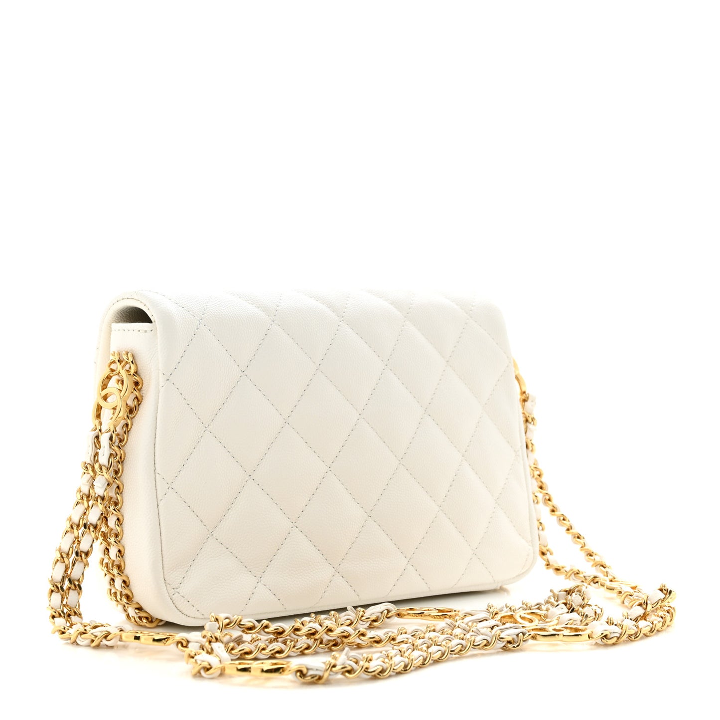 Caviar Quilted Mini CC You Flap White