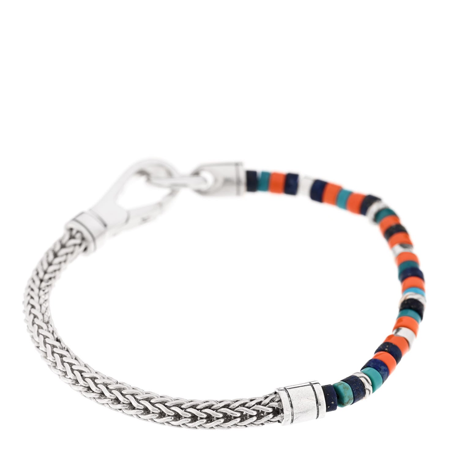 John Hardy Sterling Silver Multi Gem Heishi Chain Bracelet 1 of 4