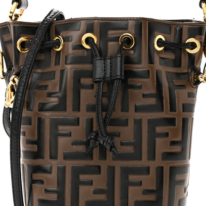 Fendi Vitello Liberty F is Fendi Bi-Color FF 1974 Embossed Mini Mon Tresor Bucket Bag Maya Black 8 of 11