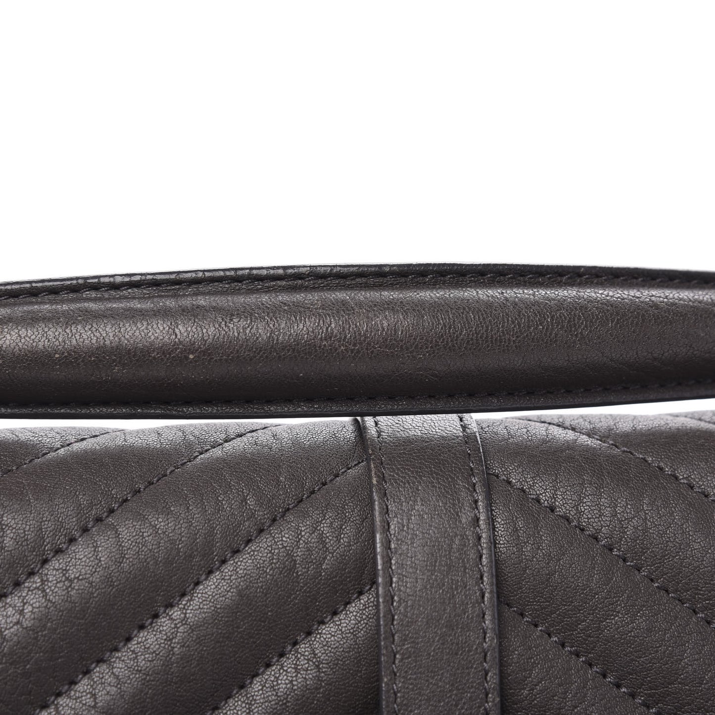 Sheepskin Matelasse Chevron Monogram Large College Satchel Dark Anthracite