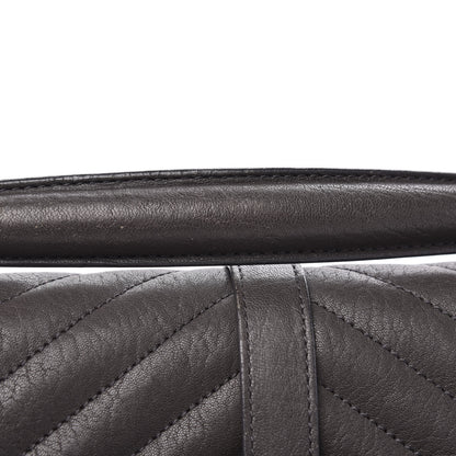 Saint Laurent Sheepskin Matelasse Chevron Monogram Large College Satchel Dark Anthracite 11 of 16