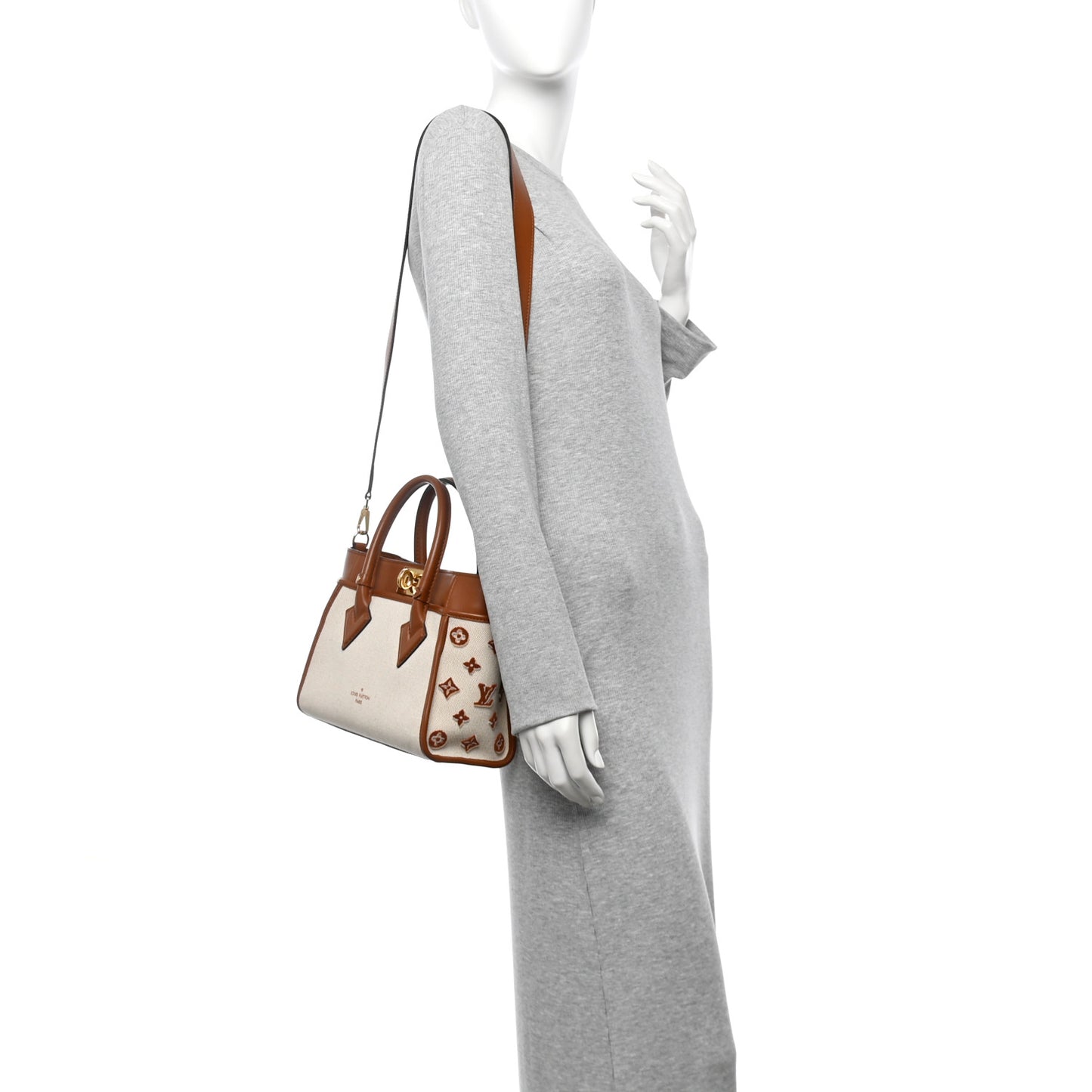 Canvas Calfskin Monogram On My Side PM Caramel Tan