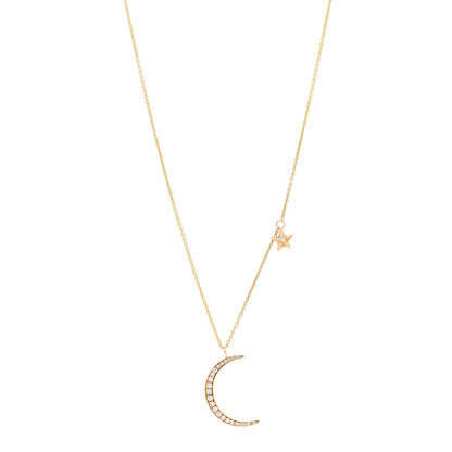 Anita Ko 18K Yellow Gold Diamond Moon and Star Pendant Necklace 1 of 4