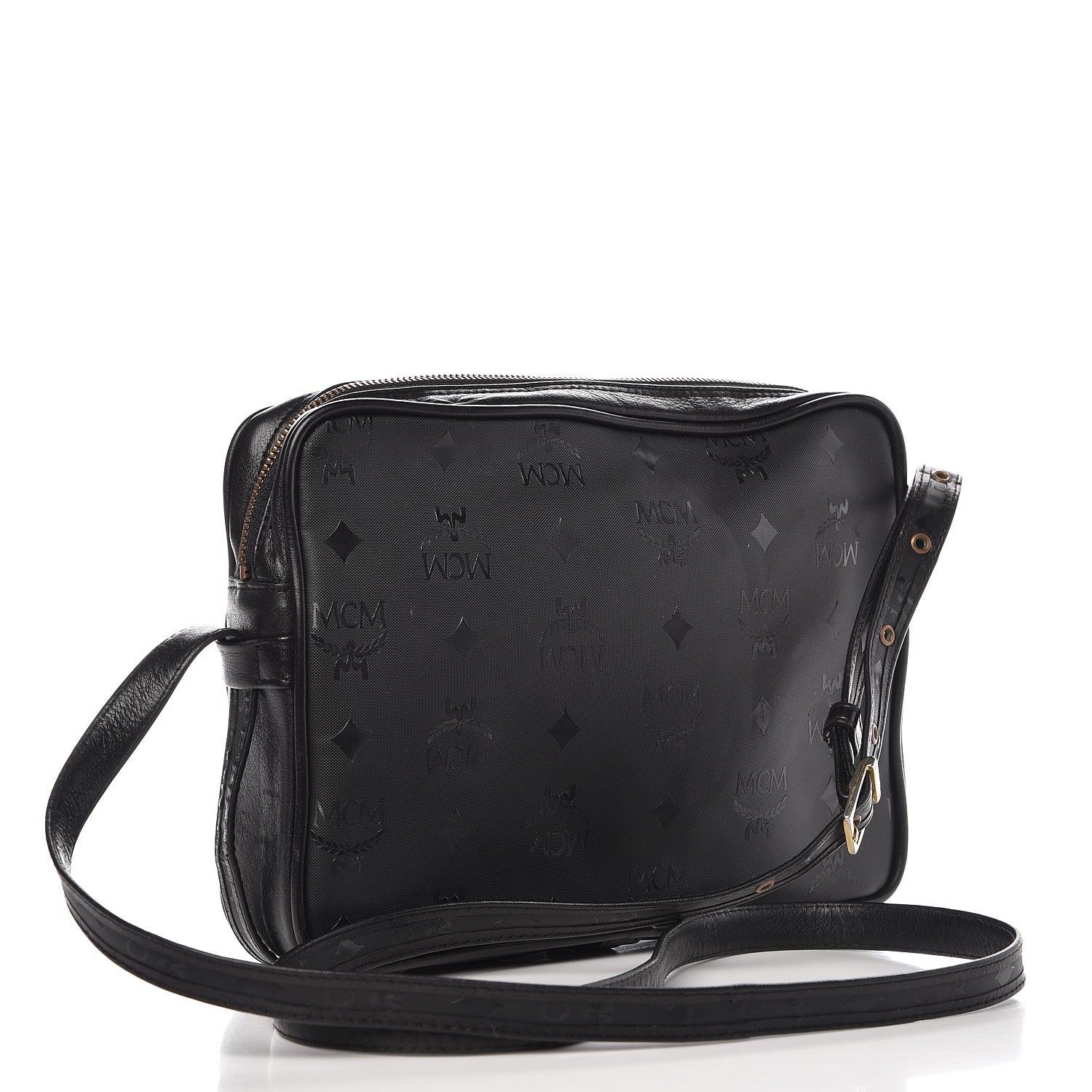 MCM Monogram Coated Canvas Camera Bag Crossbody Black 3 of 16