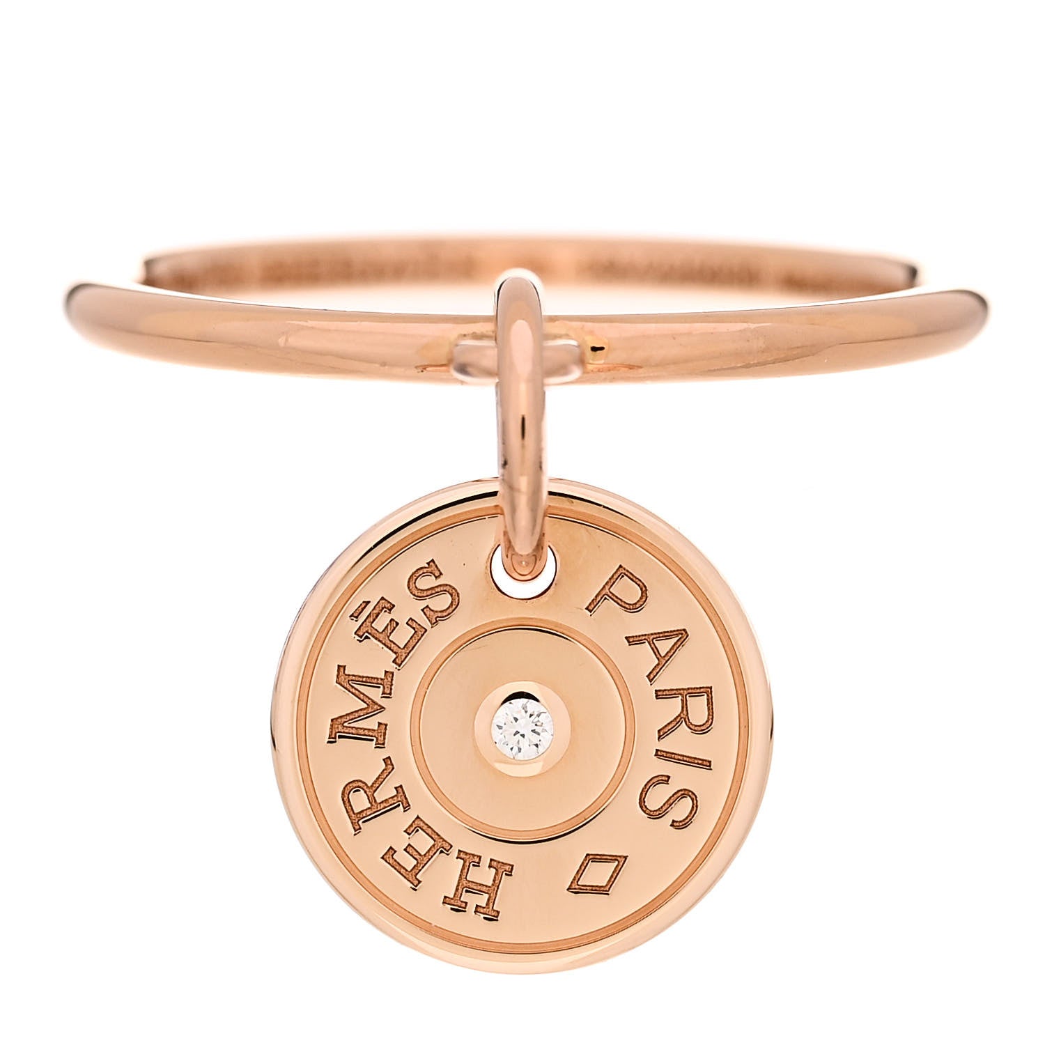 Hermes 18K Rose Gold Diamond Gambade Ring 51 5.75 1 of 7