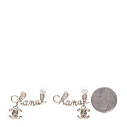 Chanel Metal CC Turnlock Climber Clip On Earrings Gold 2 of 5