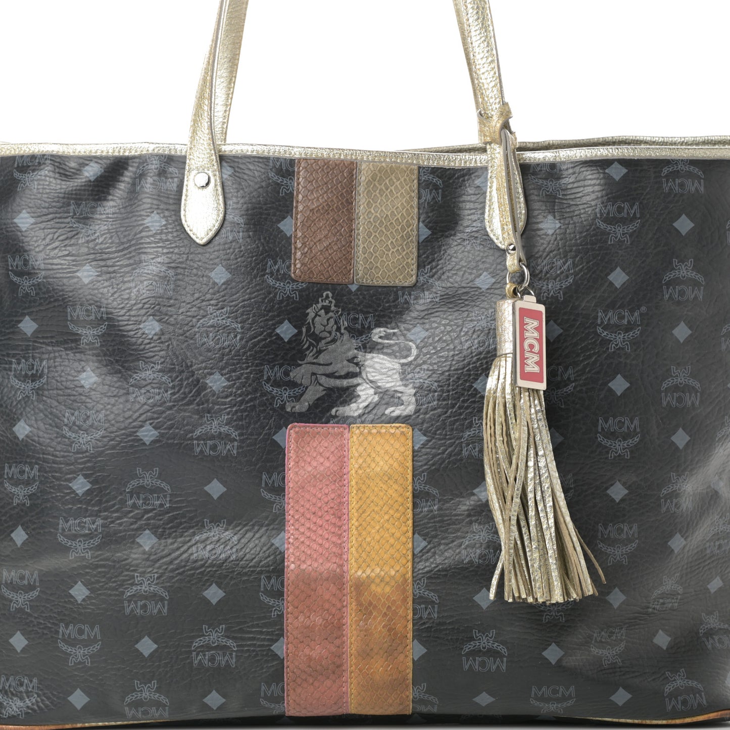 Visetos Striped Munich Lion Tote Black