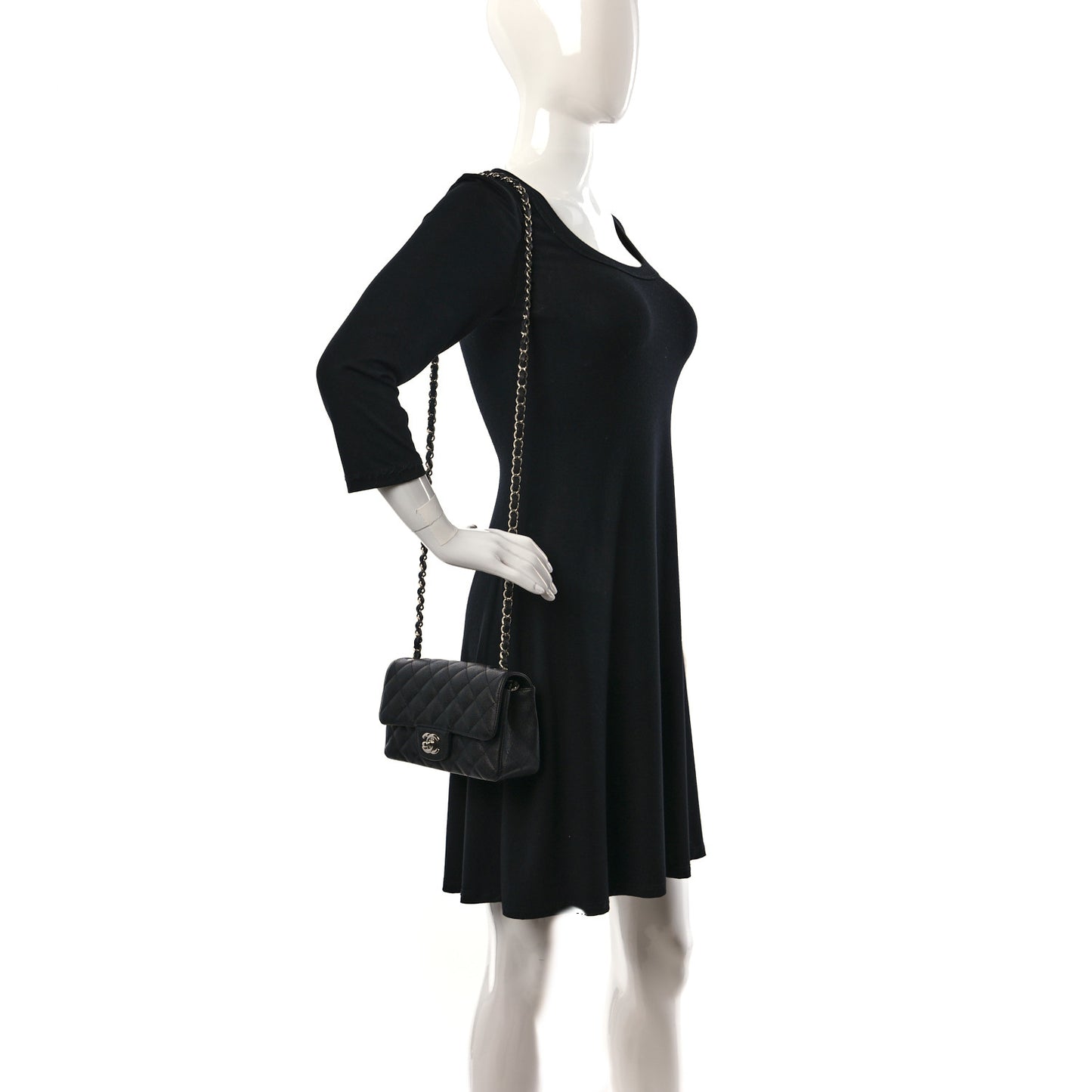 Caviar Quilted Mini Rectangular Flap Black