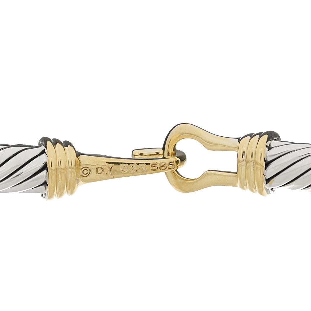 David Yurman Sterling Silver 14K Yellow Gold 5mm Cable Classic Buckle Bracelet 3 of 4