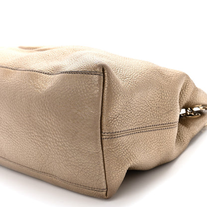 Gucci Metallic Pebbled Calfskin Medium Soho Chain Shoulder Bag Golden Beige 10 of 14