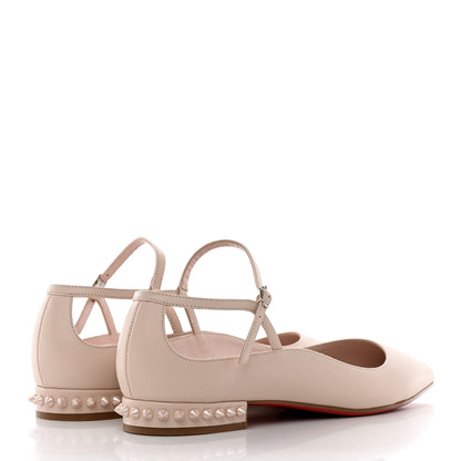 Christian Louboutin Calfskin Conclusive Spike Ankle Strap Ballerina Flats 39.5 Leche 4 of 14