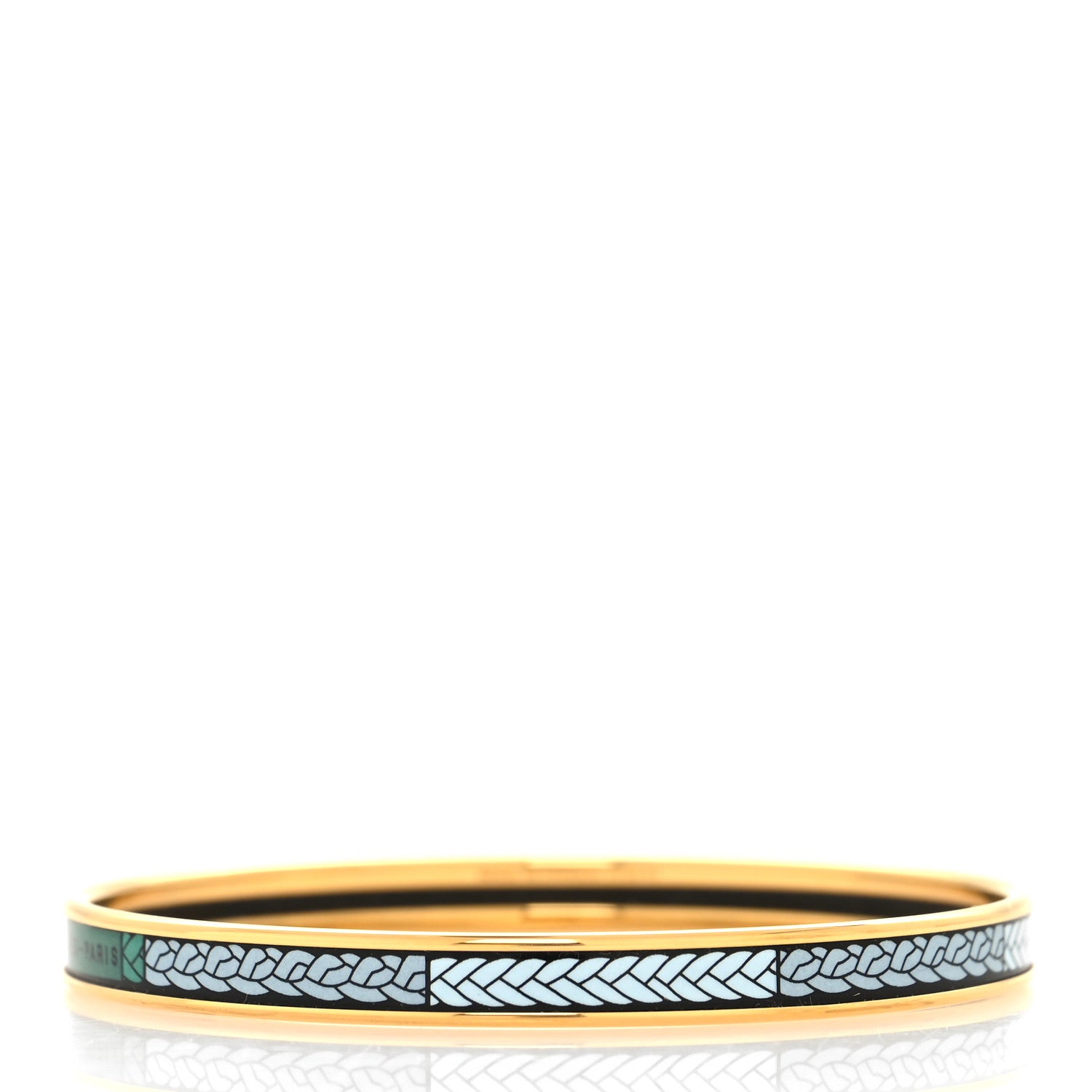Hermes Enamel Printed Extra Narrow Couvertures Et Tenues De Jour Bracelet 3 of 5