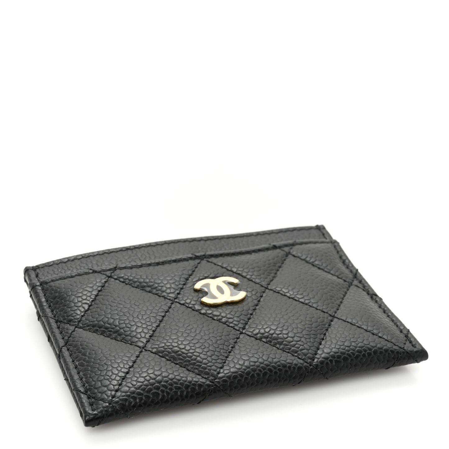 Caviar Quilted Card Holder Black