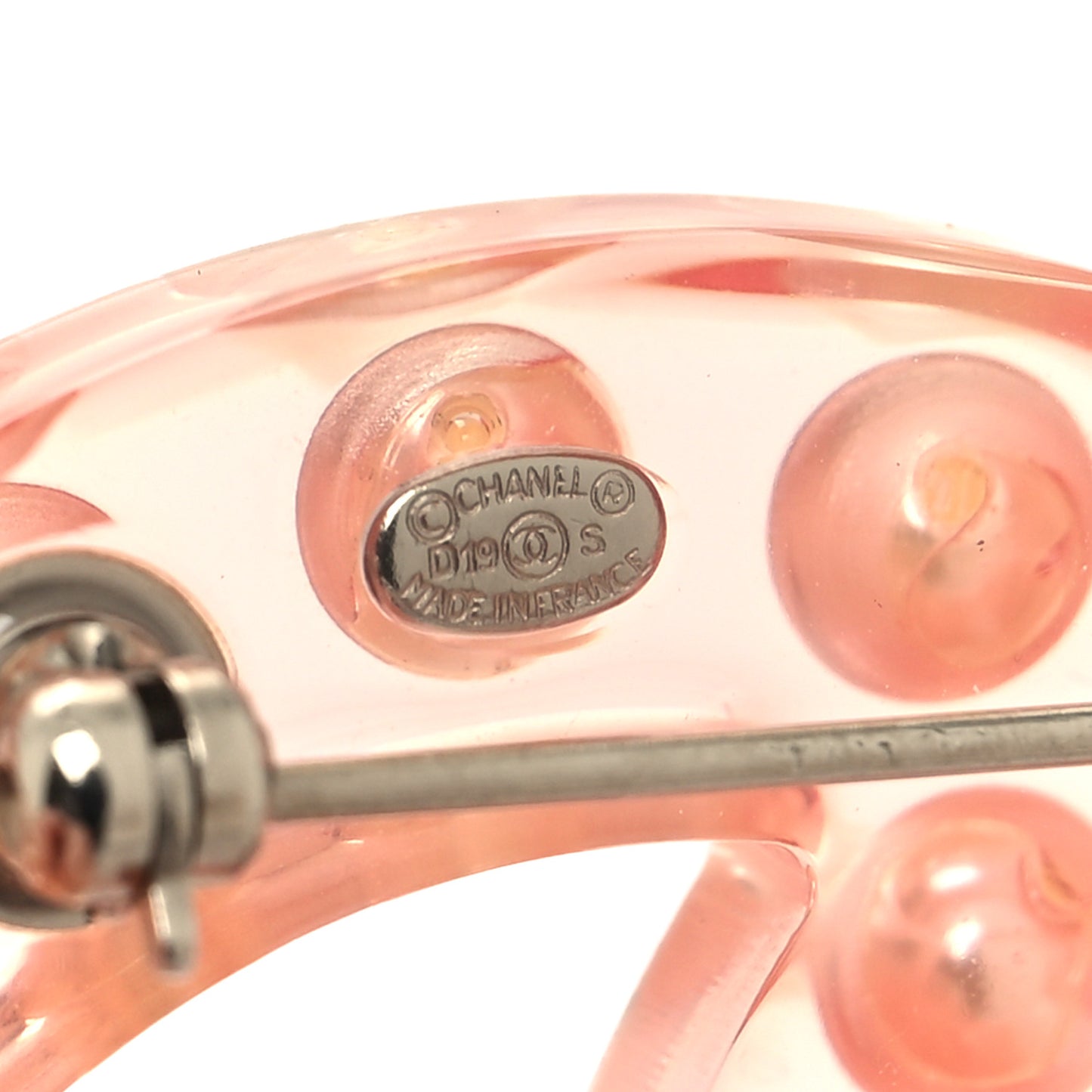 Resin Pearl CC Brooch Pink