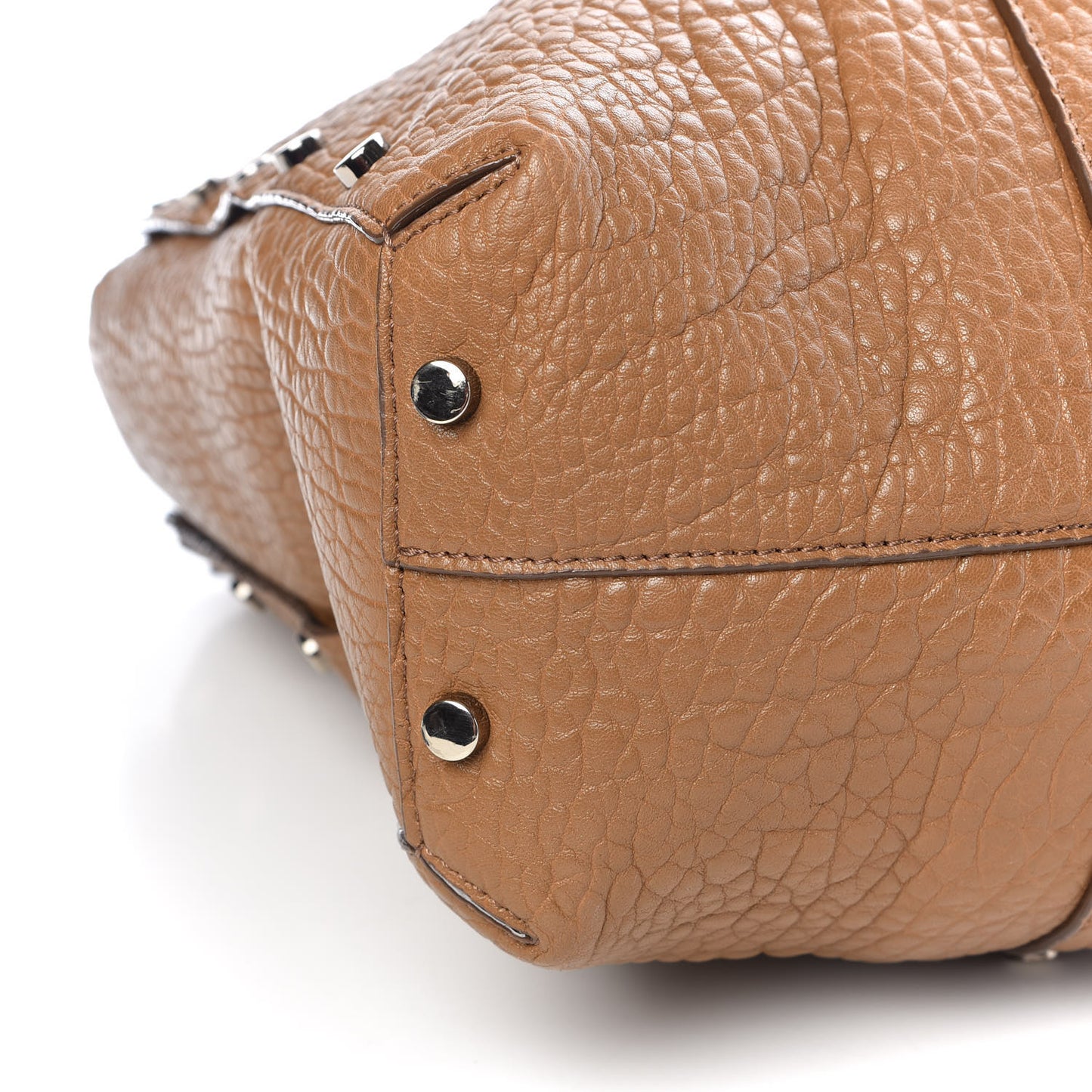 Grained Lambskin Studded Lockett Shopper Tote Tan