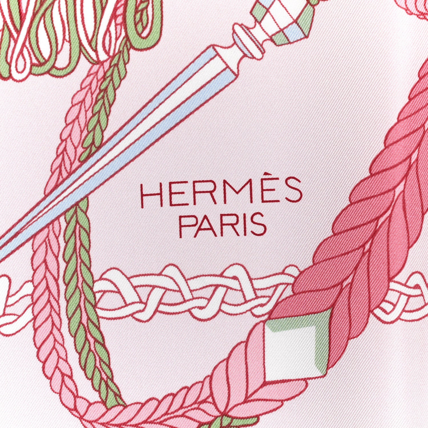 Hermes Silk Le Timbalier Scarf 90 Rose Pale Vert Amande 2 of 4
