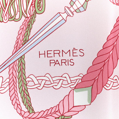 Hermes Silk Le Timbalier Scarf 90 Rose Pale Vert Amande 2 of 4
