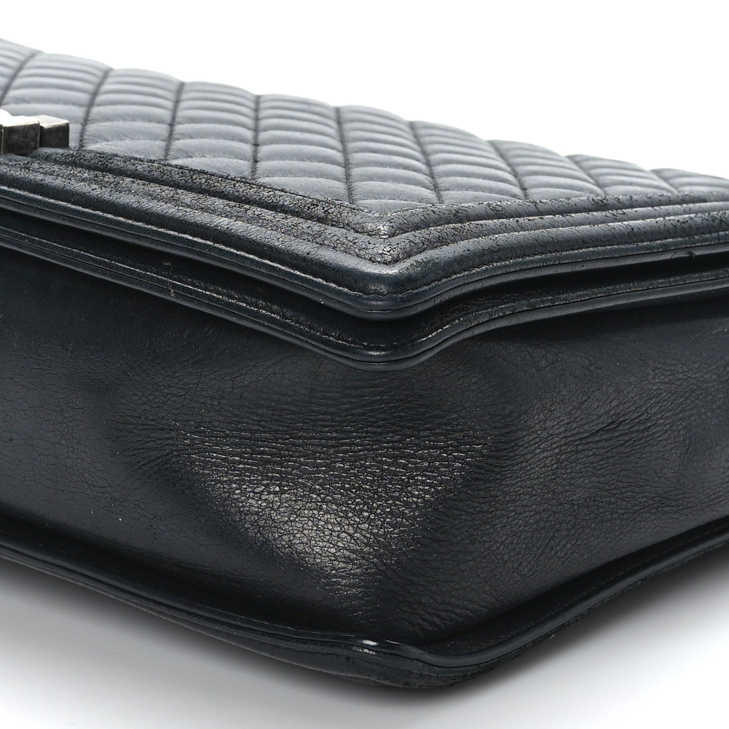 Lambskin Quilted Large Boy Flap Black