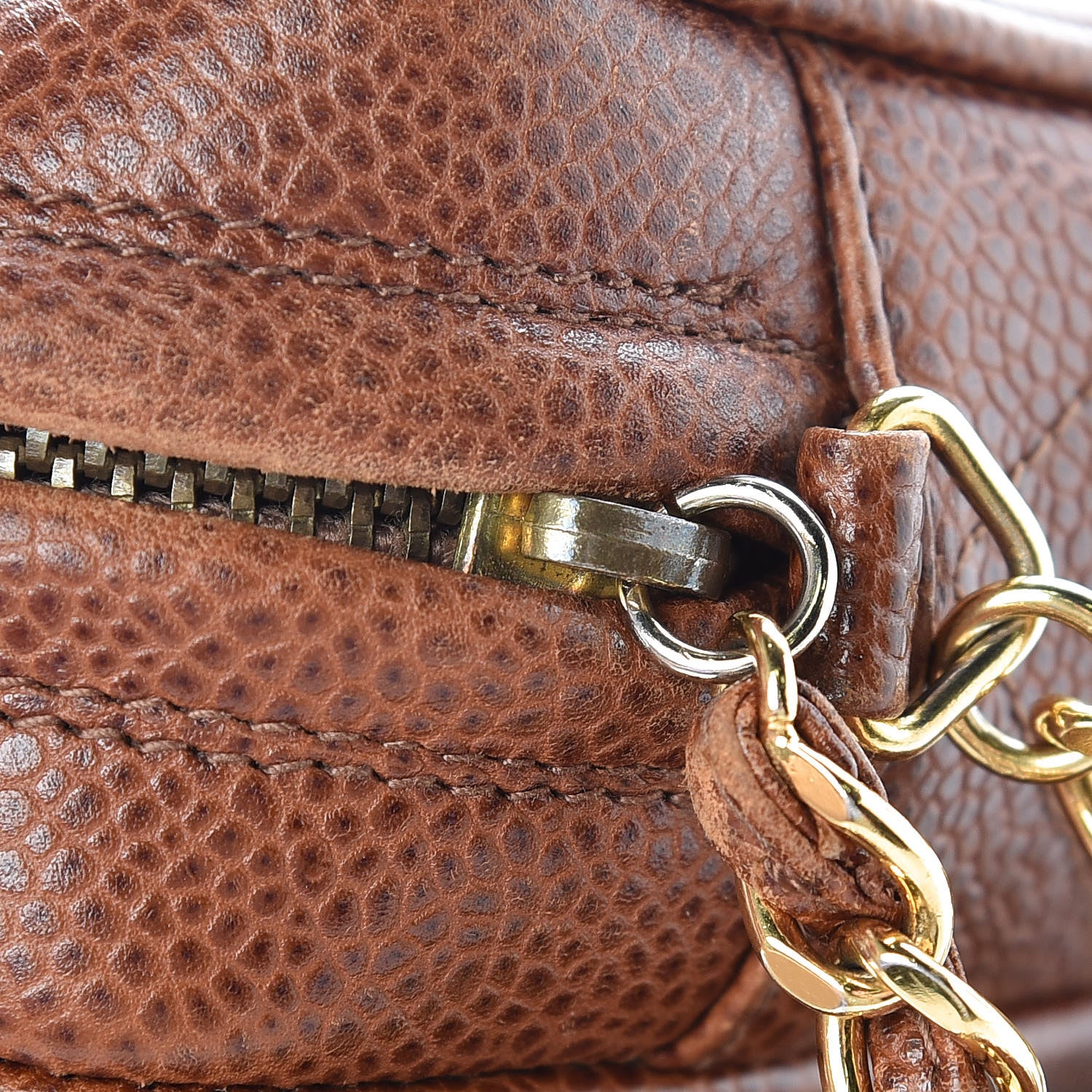 Chanel Caviar Chevron Quilted Tassel Camera Case Brown 9 of 16