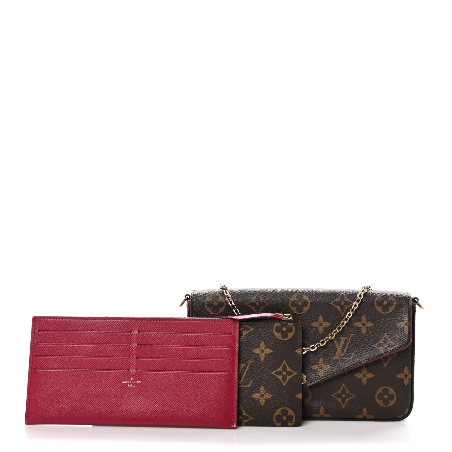Monogram Pochette Felicie Chain Wallet Fuchsia