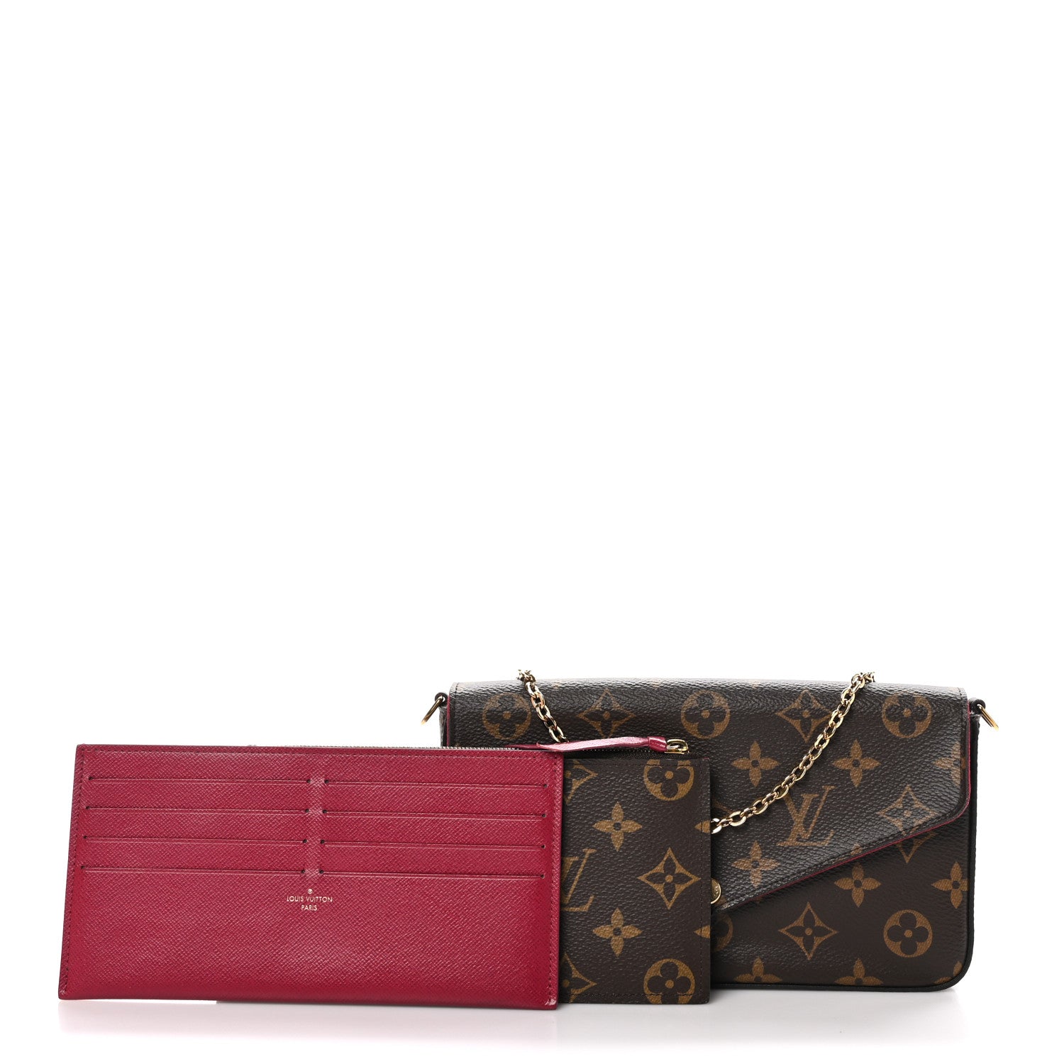 Louis Vuitton Monogram Pochette Felicie Chain Wallet Fuchsia 3 of 10