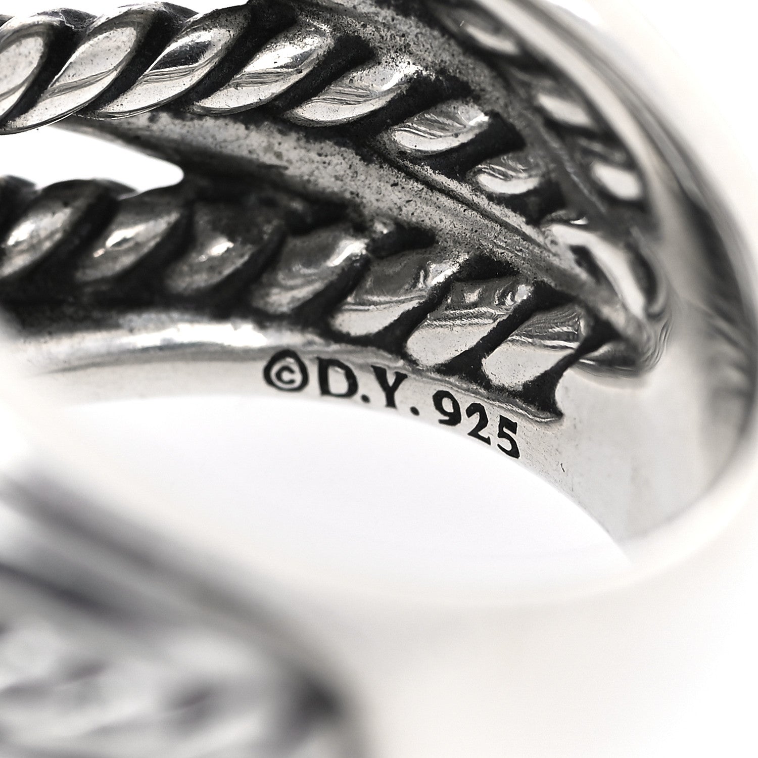 David Yurman Sterling Silver 18mm Wide Crossover Cable Ring 54 7 5 of 6