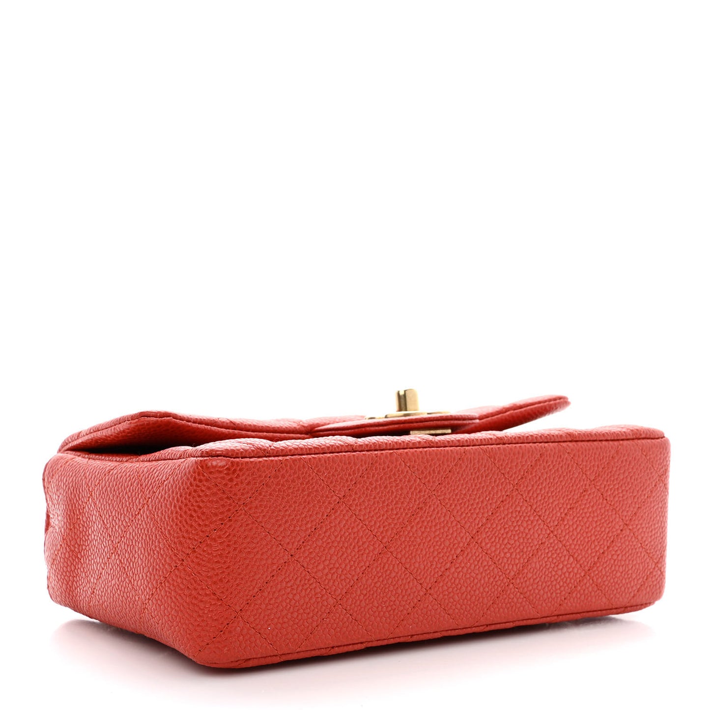 Pearly Caviar Quilted Mini Rectangular Flap Orange
