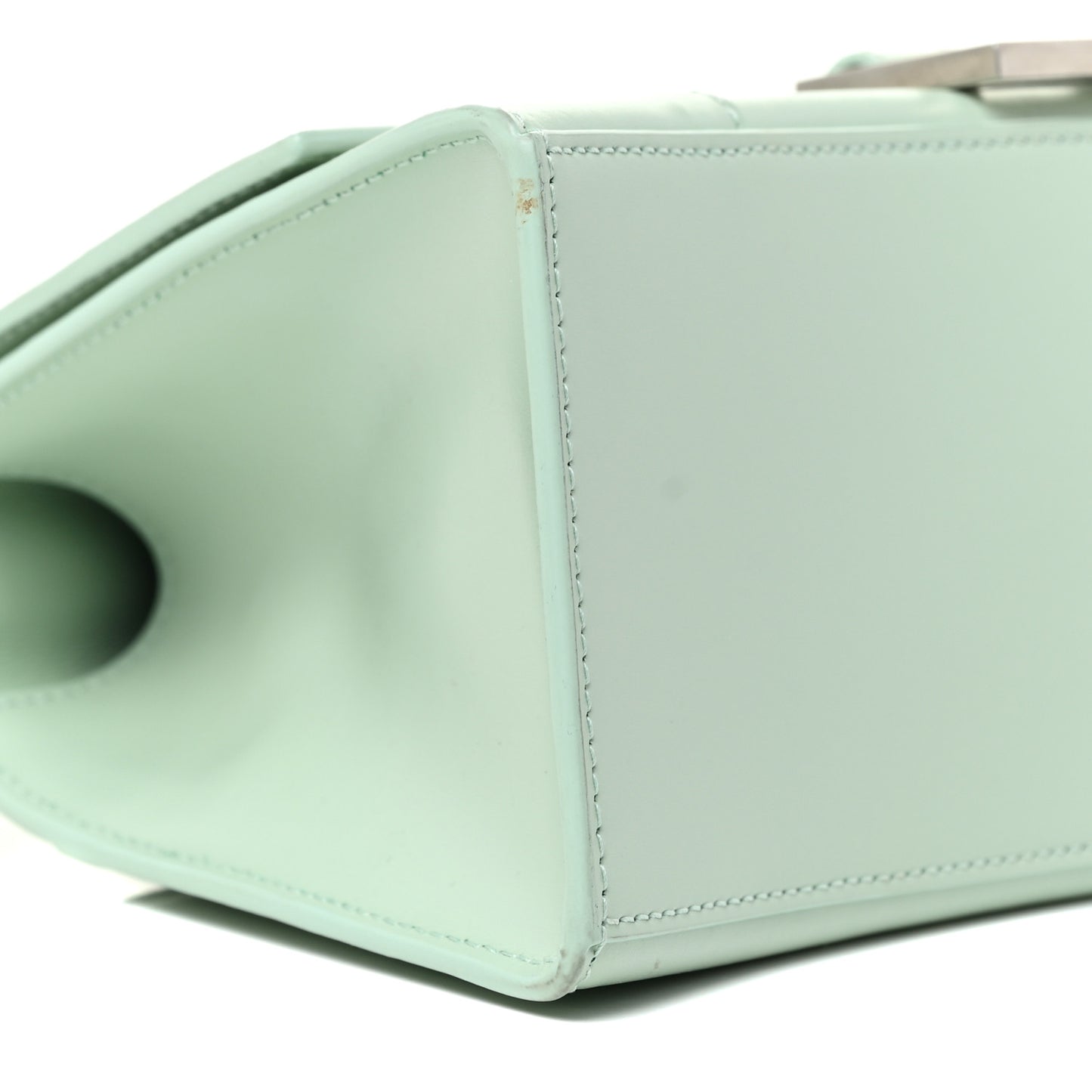 Shiny Box Calfskin Small Hourglass Top Handle Bag Light Green