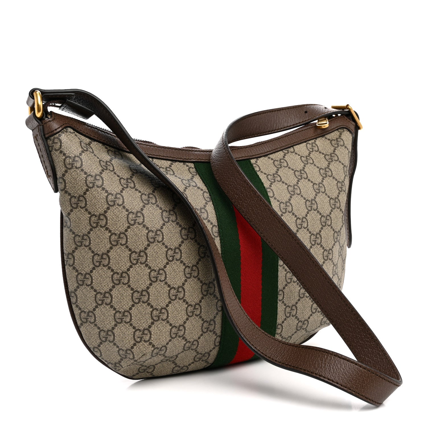 Gucci GG Supreme Monogram Web Small Ophidia Half Moon Hobo Brown 3 of 10