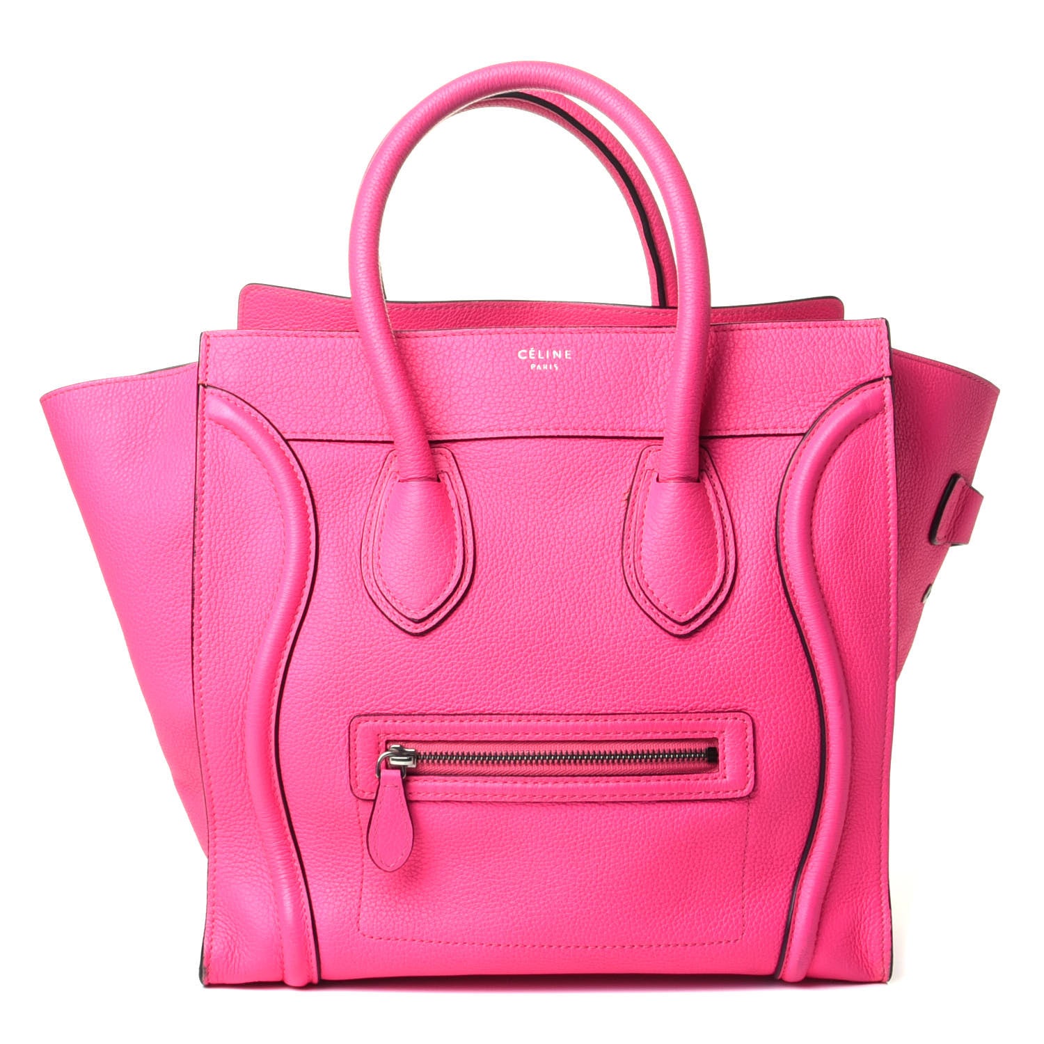 Celine Drummed Calfskin Mini Luggage Fluo Pink 1 of 10