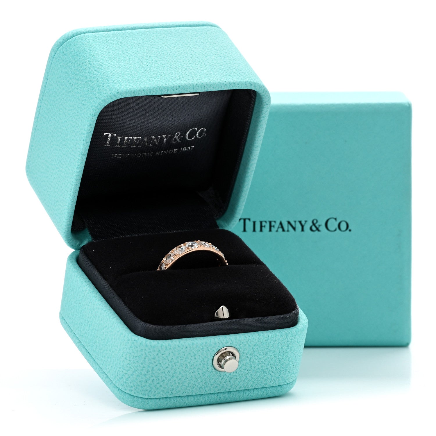 Tiffany 18K Rose Gold Diamond Metro Rose Cut Eternity Band Ring 47 4 5 of 5