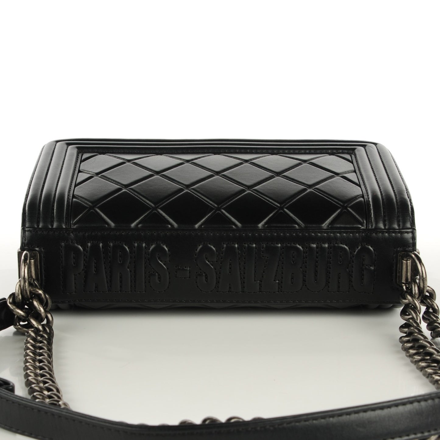 Calfskin Embossed Medium Paris Salzburg Boy Flap Black