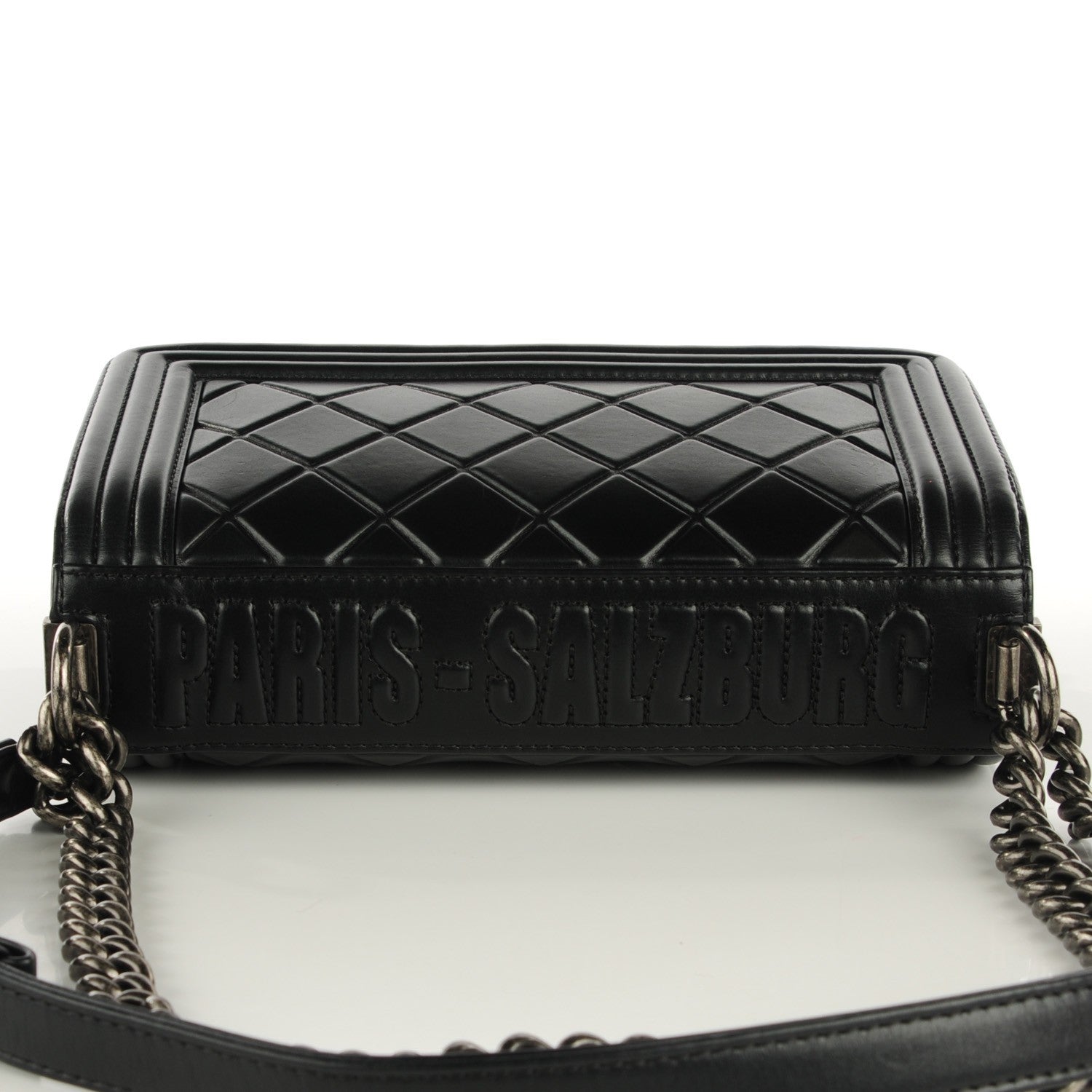 Chanel Calfskin Embossed Medium Paris Salzburg Boy Flap Black 6 of 9