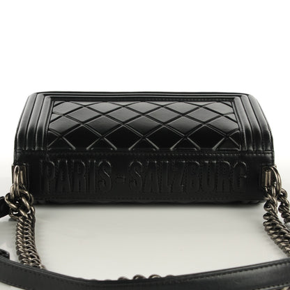 Chanel Calfskin Embossed Medium Paris Salzburg Boy Flap Black 6 of 9