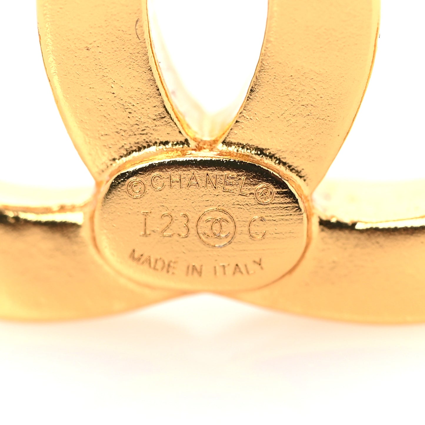 Metal CC Earrings Gold White