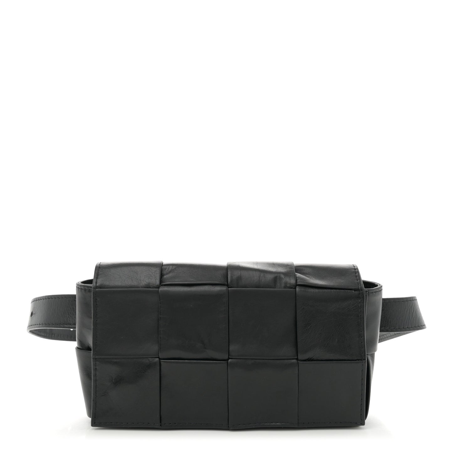 Paper Calfskin Intreccio Cassette Belt Bag Black