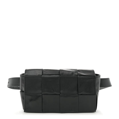Bottega Veneta Paper Calfskin Intreccio Cassette Belt Bag Black 1 of 11