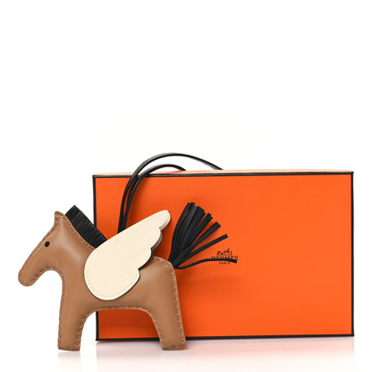 Hermes Milo Lambskin Grigri Rodeo Pegase Horse Bag Charm MM Sesame Black Nata 5 of 5