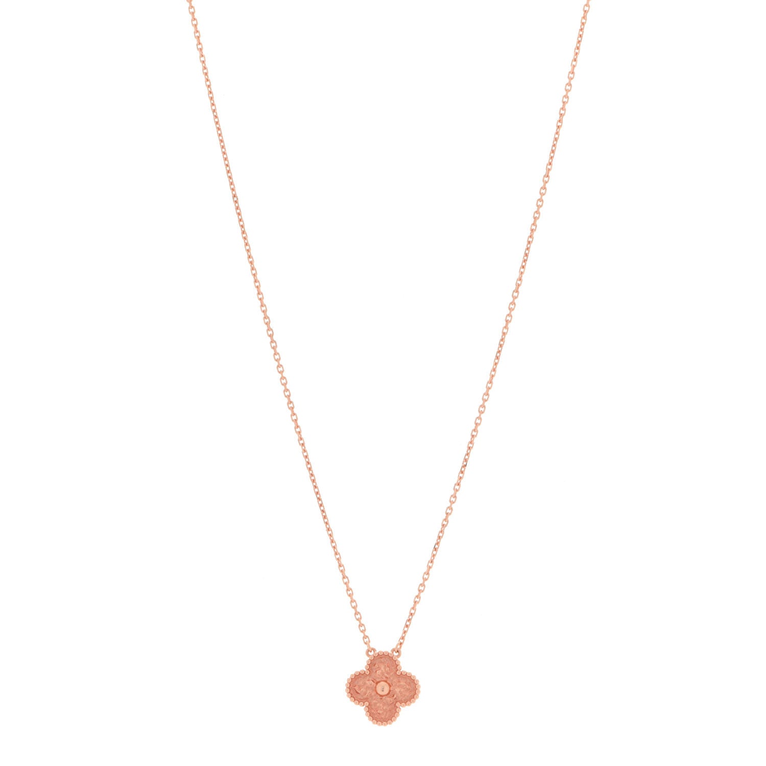 Van Cleef & Arpels 18K Rose Gold Vintage Alhambra Pendant Necklace 1 of 6