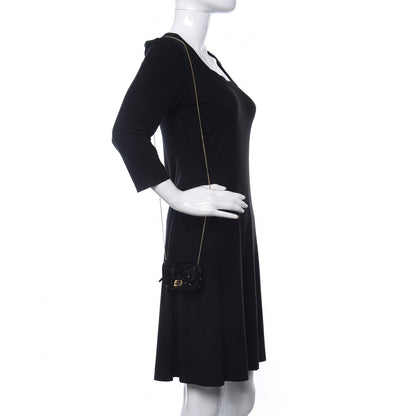 Fendi Sequin Paillettes Shiny Nappa Sex and the City Nano Baguette Belt Charm Black 2 of 10