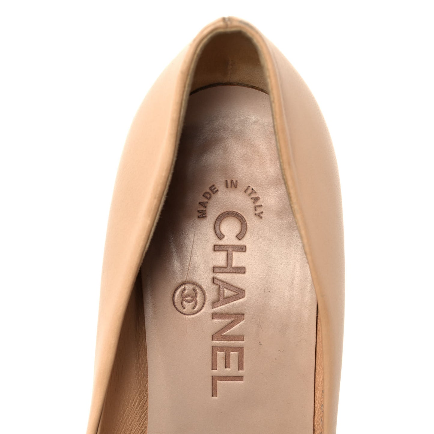 Lambskin CC Cap Toe Pumps 37.5 Beige Black
